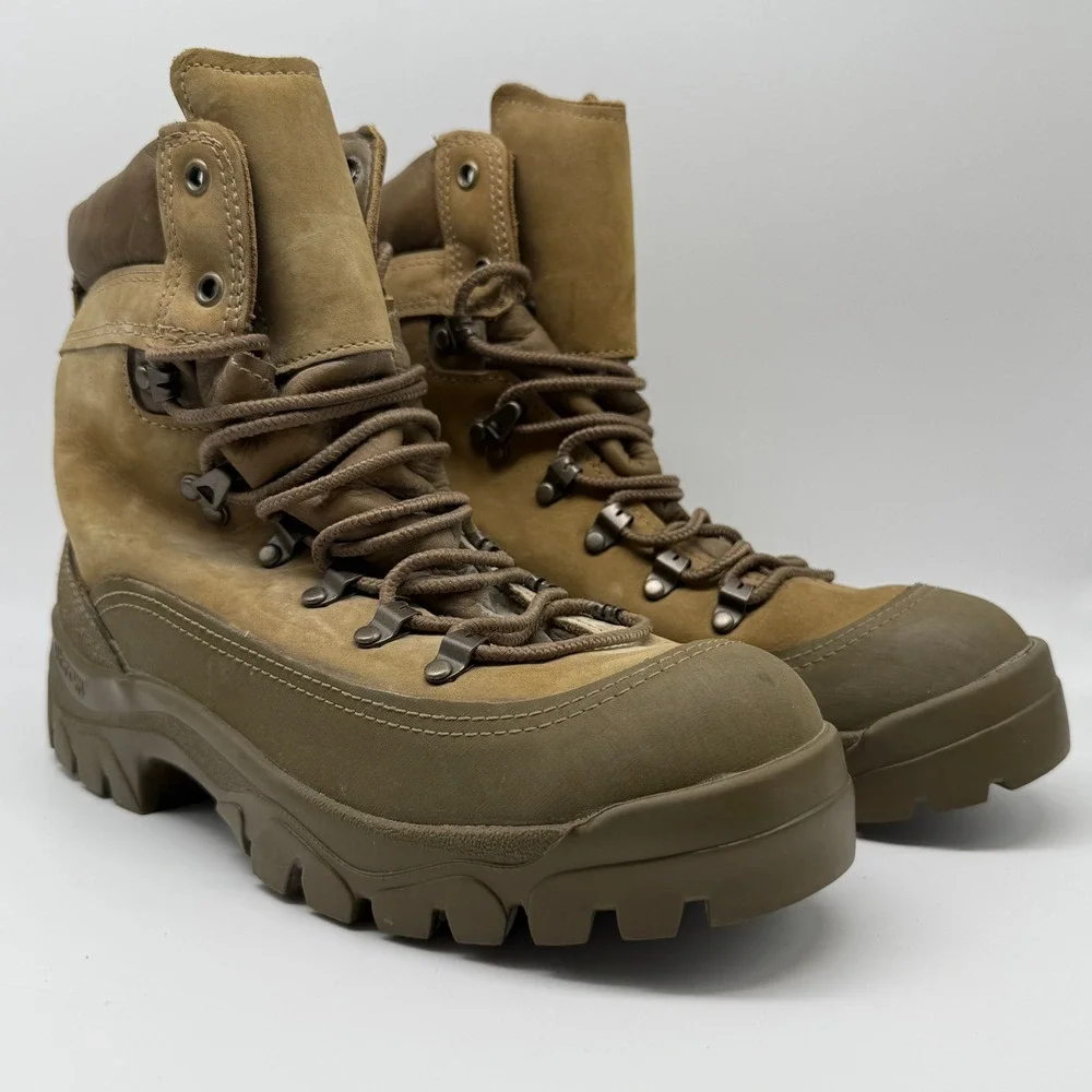 Bates Combat Boots Mens 8 R Tan Leather Gore-Tex Vibram Tactical E03412C USA